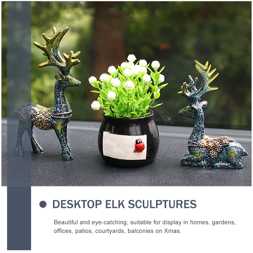 

1Pair Decoration Resin Elk Home Office Desk Ornament Xmas Gift for Kids Family Friends Room Decor Elk Ornament