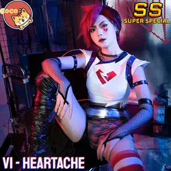 CoCos-SS Game LOL Heartache Vi Cosplay Costume LOL Cosplay Heartthrob The Piltover Enforcer Vi Costume