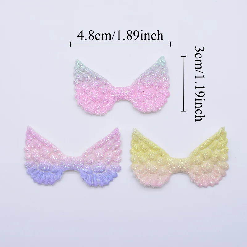 30Pcs 4.8*3cm Glitter Colorful Angel Wing Appliques Cupid Wing Fairy Wing for DIY Toy Headwear Bow Decor