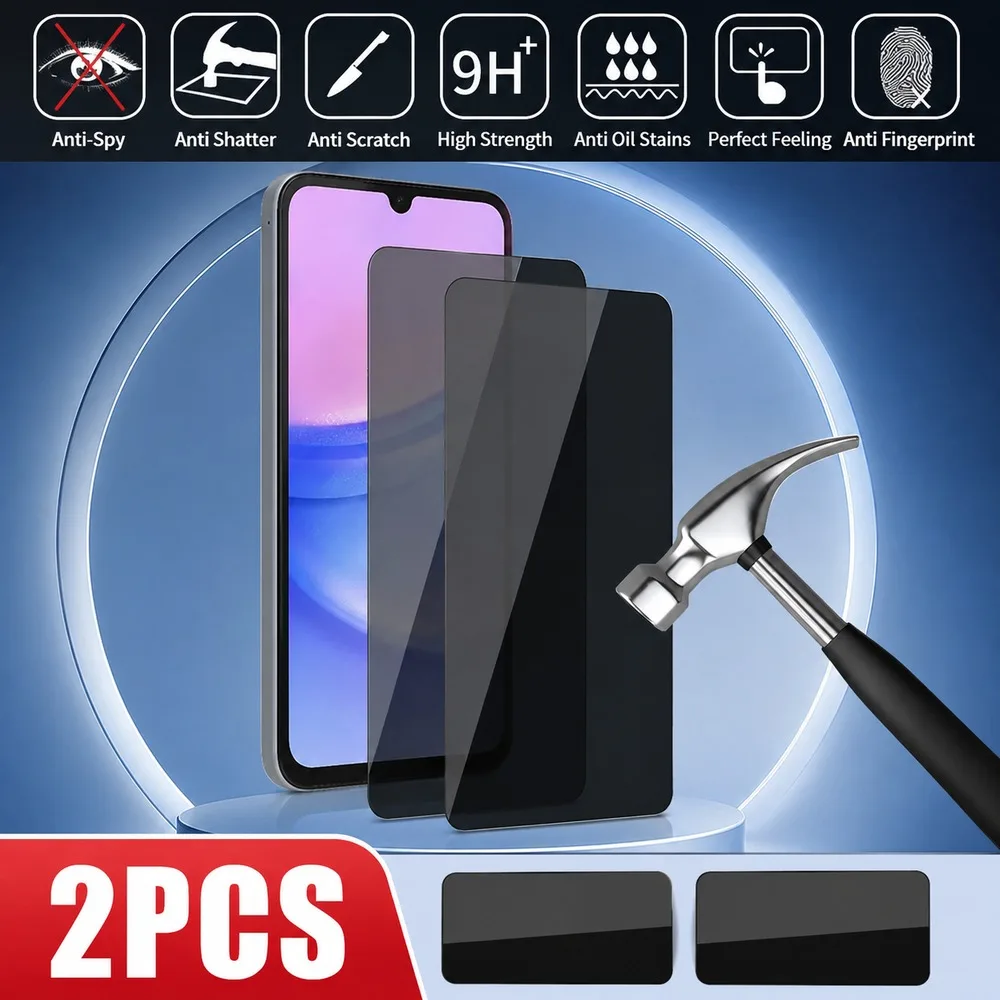 2PCS Privacy Tempered Glass For Samsung Galaxy A16 A17 A23 A24 4G Anti Spy Screen Protector For Samsung Galaxy A25 A26 A27 A31