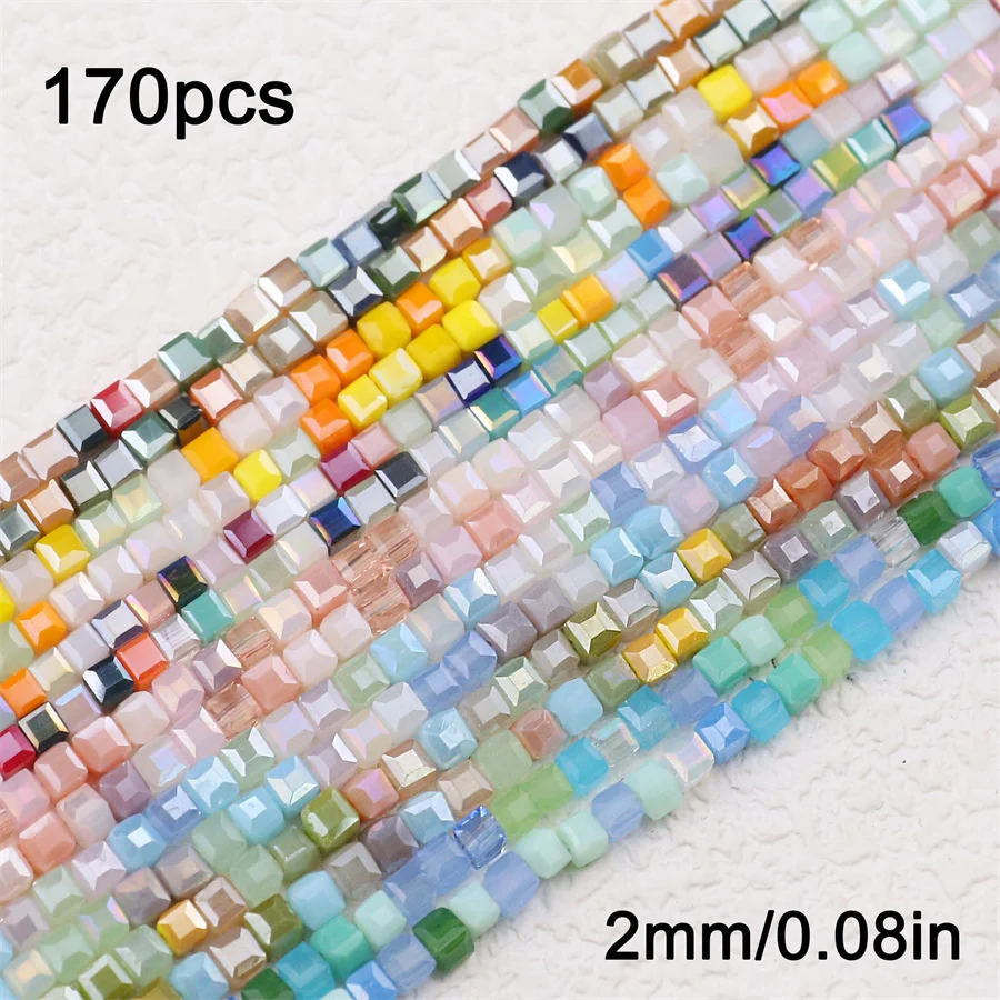2mm Multi-colour Square Cube Porcelain Crystal Glass Loose Beads For Jewelry Making DIY Bracelets Necklaces Crafts Accessories