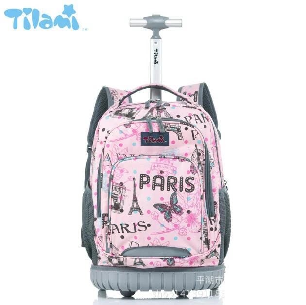 18 Inch Kids Rolling Luggage Backpack With wheels School Rolling backpack for girls kids Rolling Suitcase School Trolley Bag