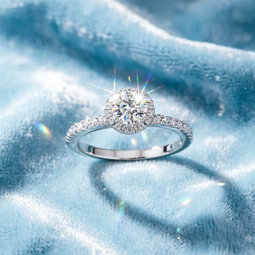 Hot selling 100% S925 Silver Ring Fashion Light Luxury 6 * 6MM Mozambique Diamond Ring 2-piece Set Stacked Ring