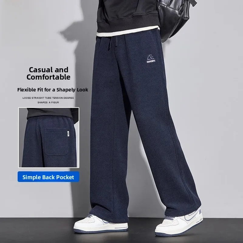 

Мужские зимние трикотажные брюки с подкладкой из флиса, повседневные, из твила, с защитой от сминания, прямого кроя, качественные, модные, универсальные, длинные брюки