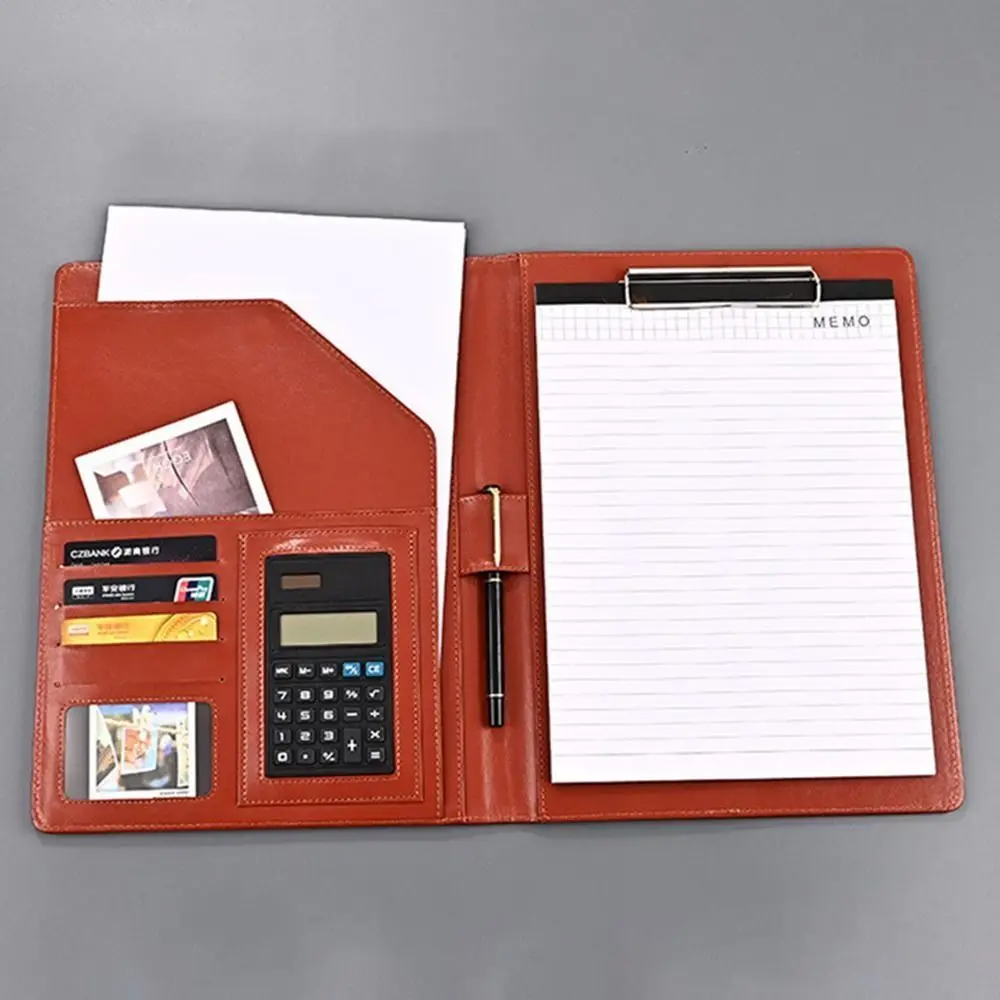 Multifunctional A4 Conference Folder Vintage Portable Contract File Folders File Storage Writing Pads Document Organizer Resume