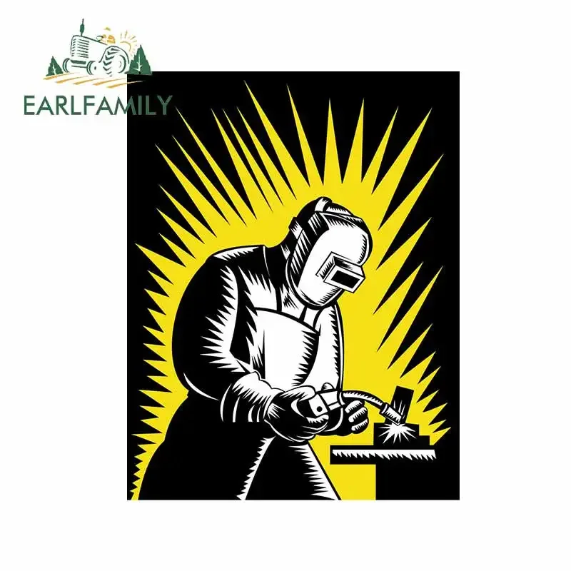 

EARLFAMILY 13cm x 10cm Welder Metal Worker Car Stickers Luminescent Work Funny Auto Decal Suitable Motorcycle Car Accessories