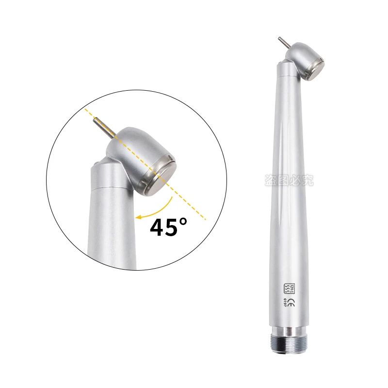 Dental 45 Degree LED High Speed Handpiece E-generator Integrated Push Button Handpiece Single Water Spray With LED Light