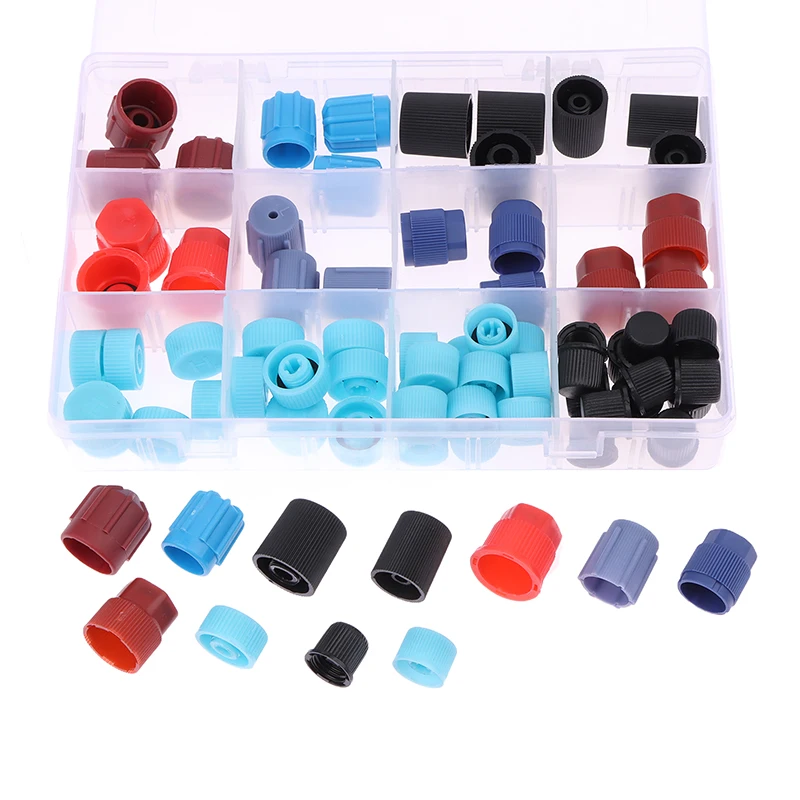 77Pcs/box Universal Car Auto A/C R134a R12 High Low Side AC System Valve Core Dust Caps Set Air Seal Replacement Parts