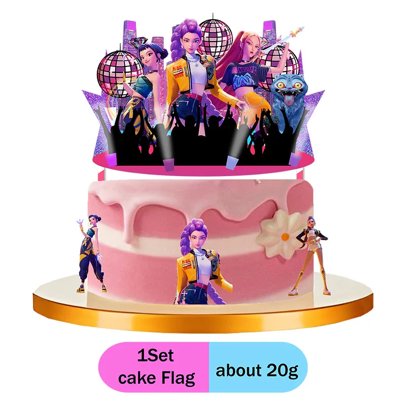 Décoration de fête d'anniversaire à thème Kpop, décoration de gâteau jetable, drapeau, ensemble de fournitures Anime pour fête prénatale