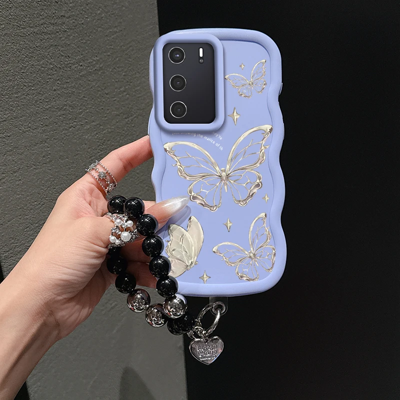 حافظة شفافة على شكل فراشة كاجوال مرنة أنيقة وحبل مناسبة لهاتف OPPO A53s 5G مثالية لـ Reno F A 1 15 21 55 8 5