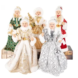 Christmas Tree Decor Sequin Mrs Claus Figurines Home Decoration Christmas Holiday Collection 48CM Standing Grandma Santa Claus