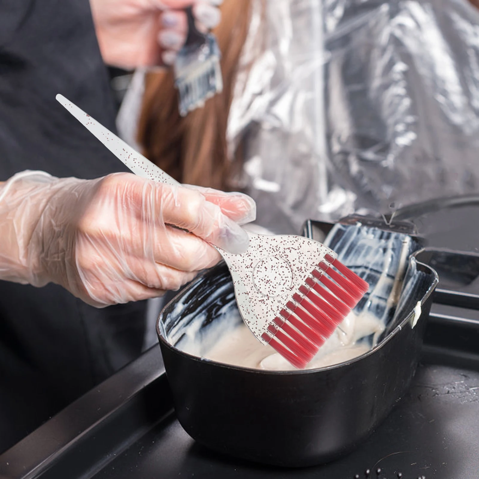 

1 set Hair Dye Brush Bowl Set Reusable Thickened Mixing Bowls Scale Nylon Bristle Salon Tools for Home Coloring Kit