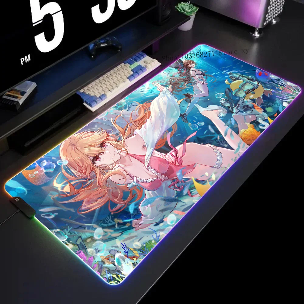 

Richelieu Azur Lane Sexy Anime Girl Mousepad XXL RGB Gaming Mouse Pads HD Black Gamer Accessories Large LED