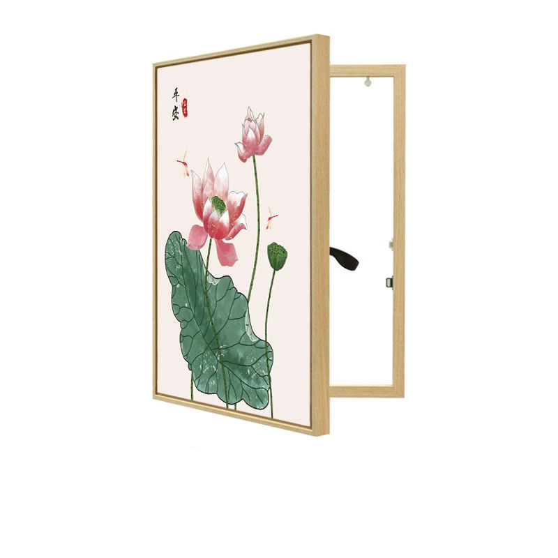 Modern Decorative Hanging Paintings of Meter Box Cover With Wood Frame Home Living Room Decor Poster Mural Power Switch Blocking