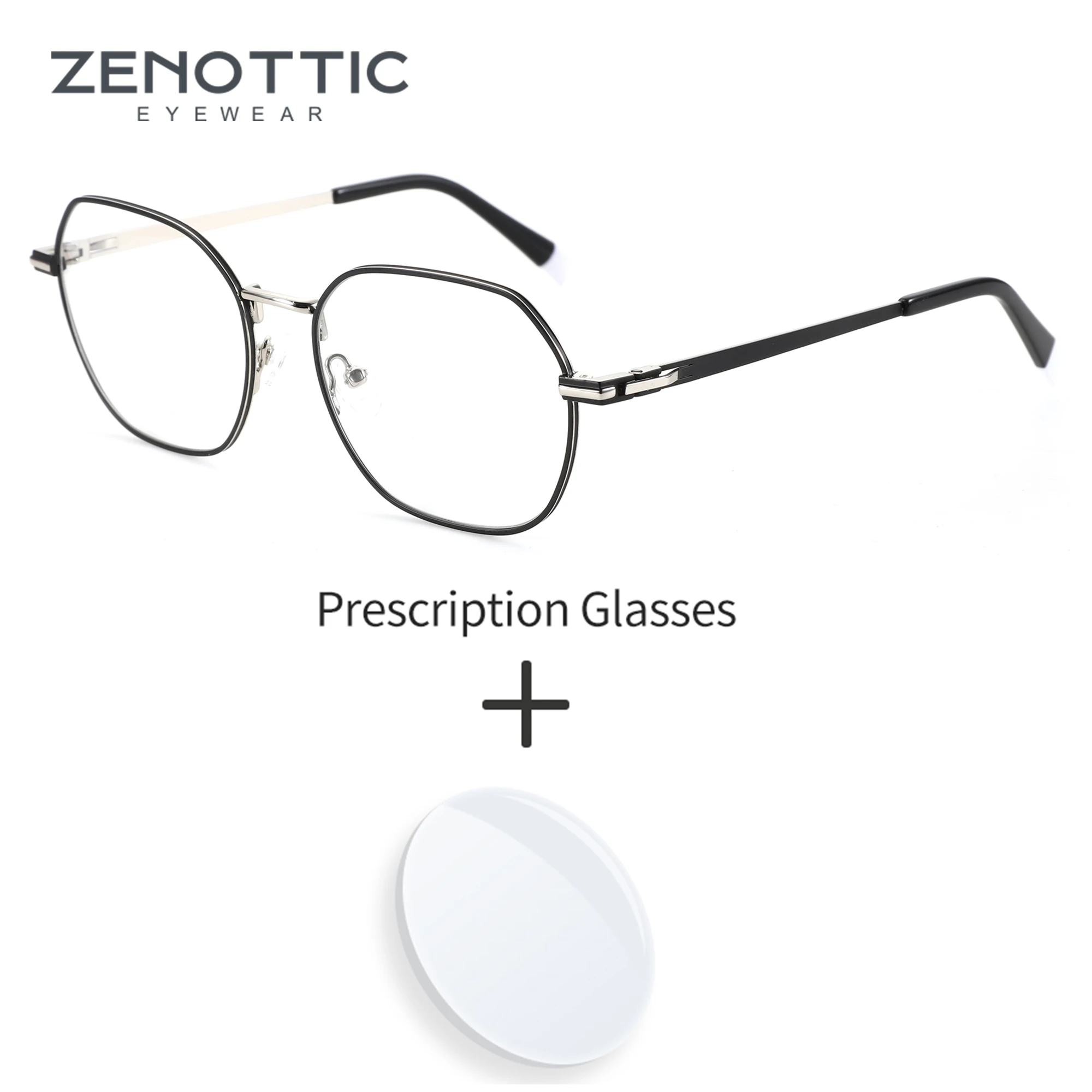 ZENOTTIC Men Metal Prescription Eyeglasses Women Square Optical Glasses Myopia Hyperopia Progressive Anti-Blu-ray