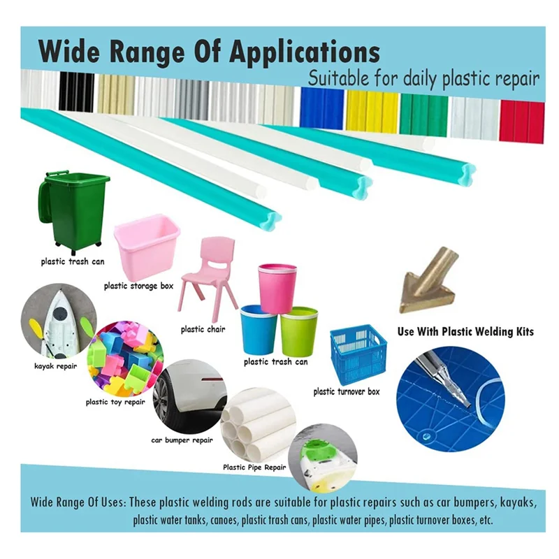 قضبان لحام بلاستيكية لمصد السيارة ، قوارب الكاياك مع شبكة تقوية من الفولاذ المقاوم للصدأ ، طقم إصلاح يومي ، صيحات