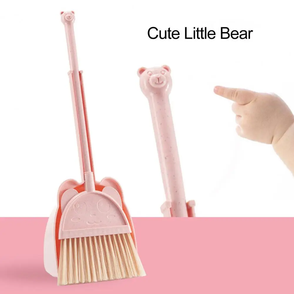 1 Set Mini Children Broom Dustpan Cartoon Bristles Little Housekeeping Helper Kids Pretend Play Toddlers Floor Sweeping Tool Kit