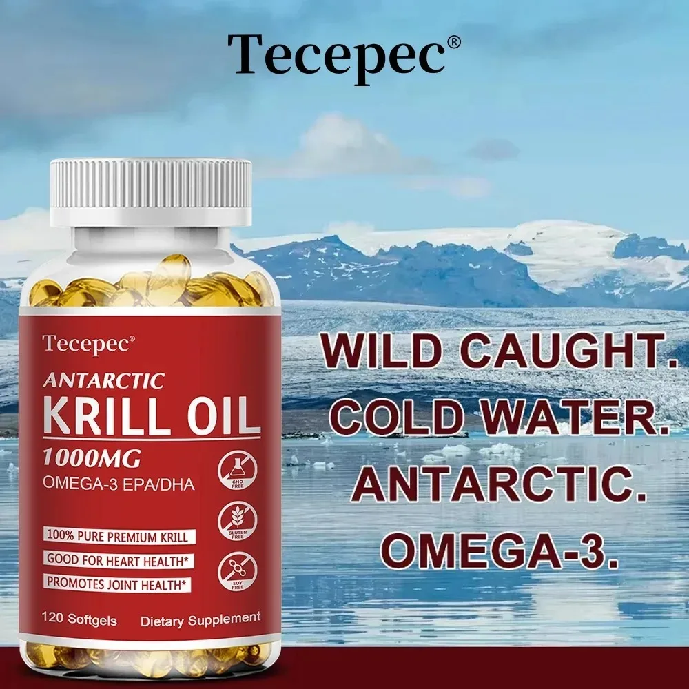 Antarctic Krill Oil Capsules - for Skin, Joint and Brain Health, Cardiovascular, Boosts Immunity - with Omega 3,EPA, DHA