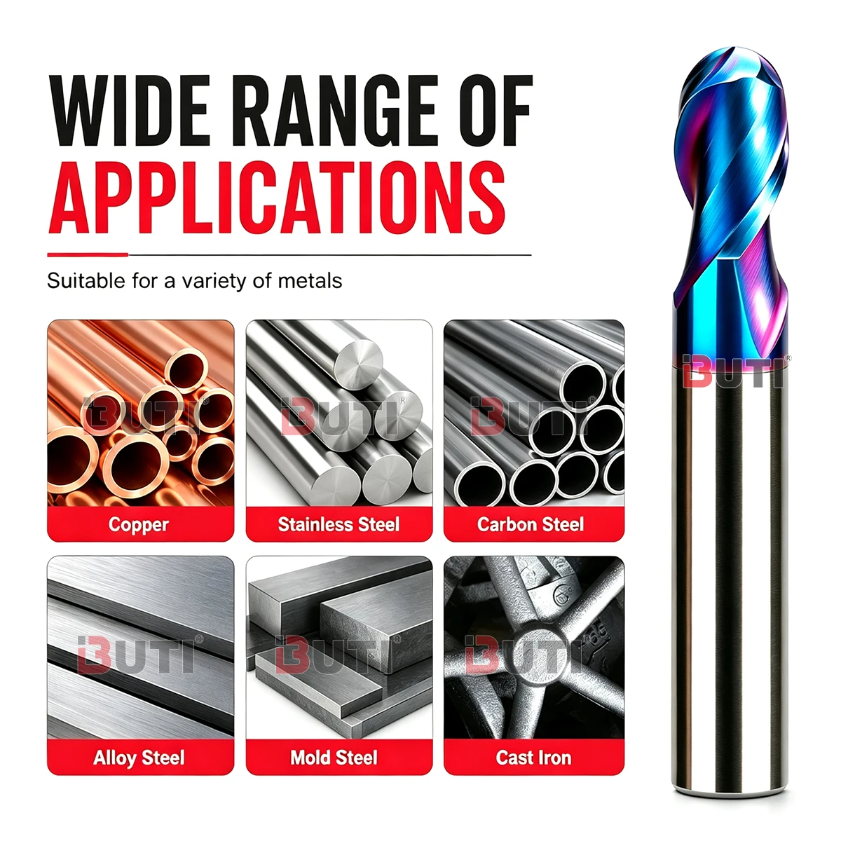 R0.5-D4-50 R1.75-D4-50 R4-D8-75 R5-D10-150 65 Degree Two Blades Ball Inserts Numerical Control R-Blade Ball Head Milling Insert