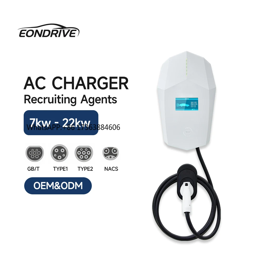 2026 hot sellingEONDRIVE 22KW wall-mounted CCS AC electric vehicle charger station New smart car charging equipment 5m
