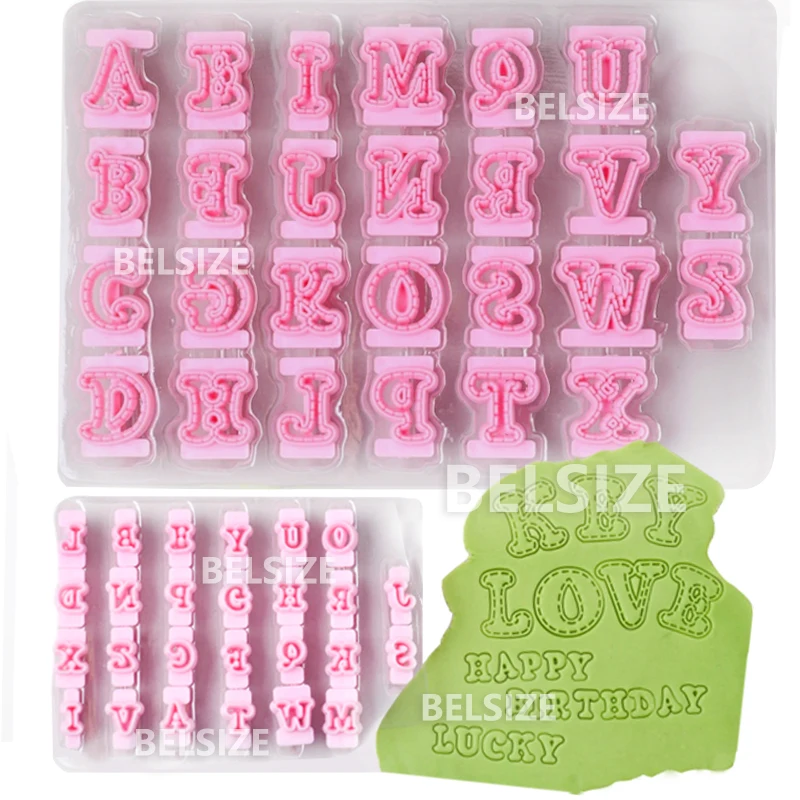 26pcs Cookie Cutter Alphabet Cake Molds Letters Numbers Fondant Baking Mould Embosser Biscuit Stamp Cake Decorating Tools