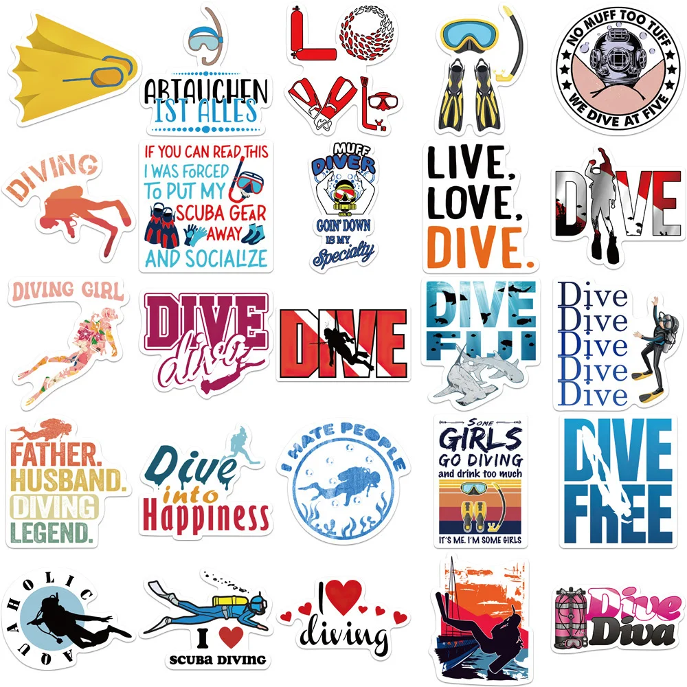 10/30/50PCS Hot Sport Free Dive Cartoon Sticker DIY Phone Laptop Luggage Skateboard Graffiti Decals Fun for Kid