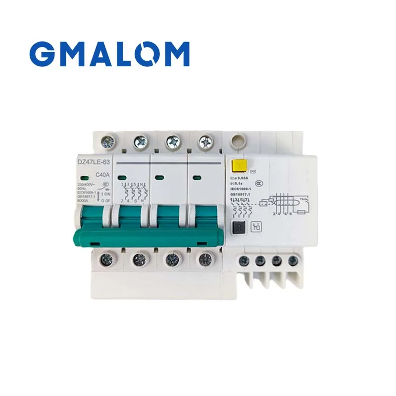 Residual current circuit breaker Main switch with surge protector 1P 2P 3P3P+N 4P AC400V RCBO MCB with Lightning protection SPD