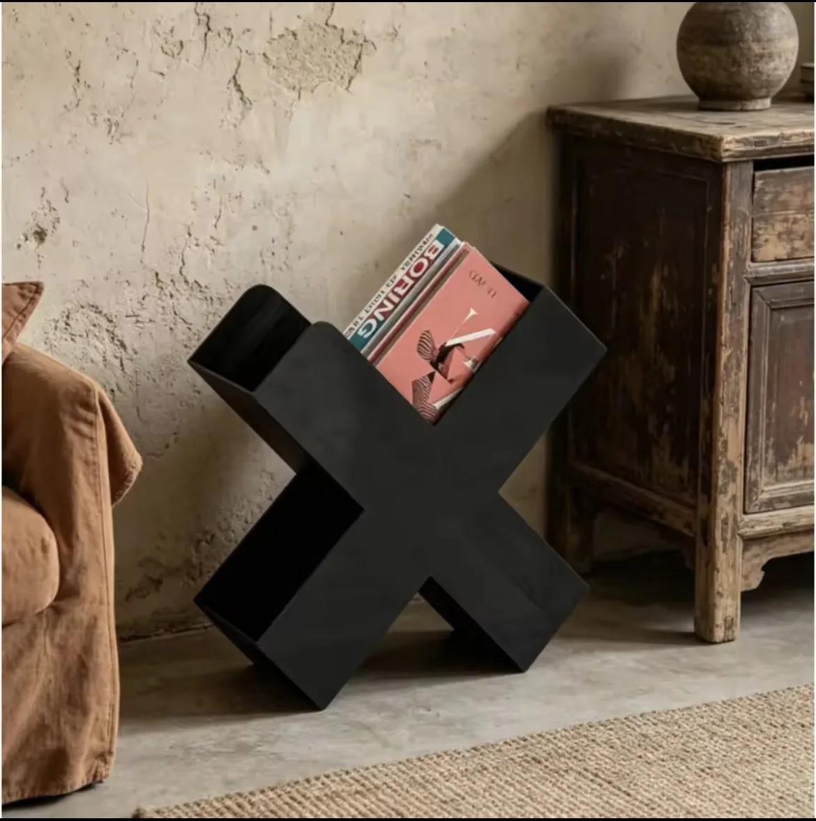 Scandinavian Mini Bookshelf & Sofa Side Table, Modern Luxury Magazine Holder Multifunctional Home Storage Organizer