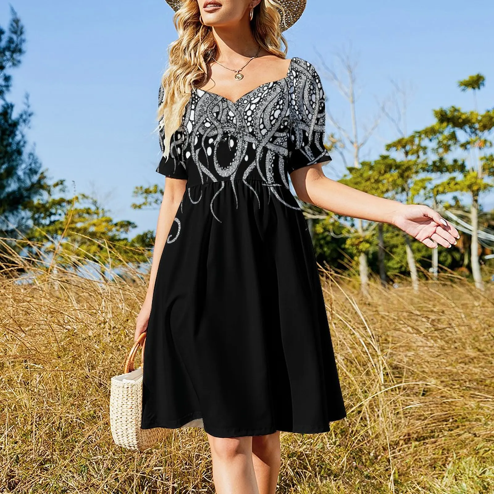 Tentacles (downward) Short Sleeved Dress Dress woman Clothing Dress