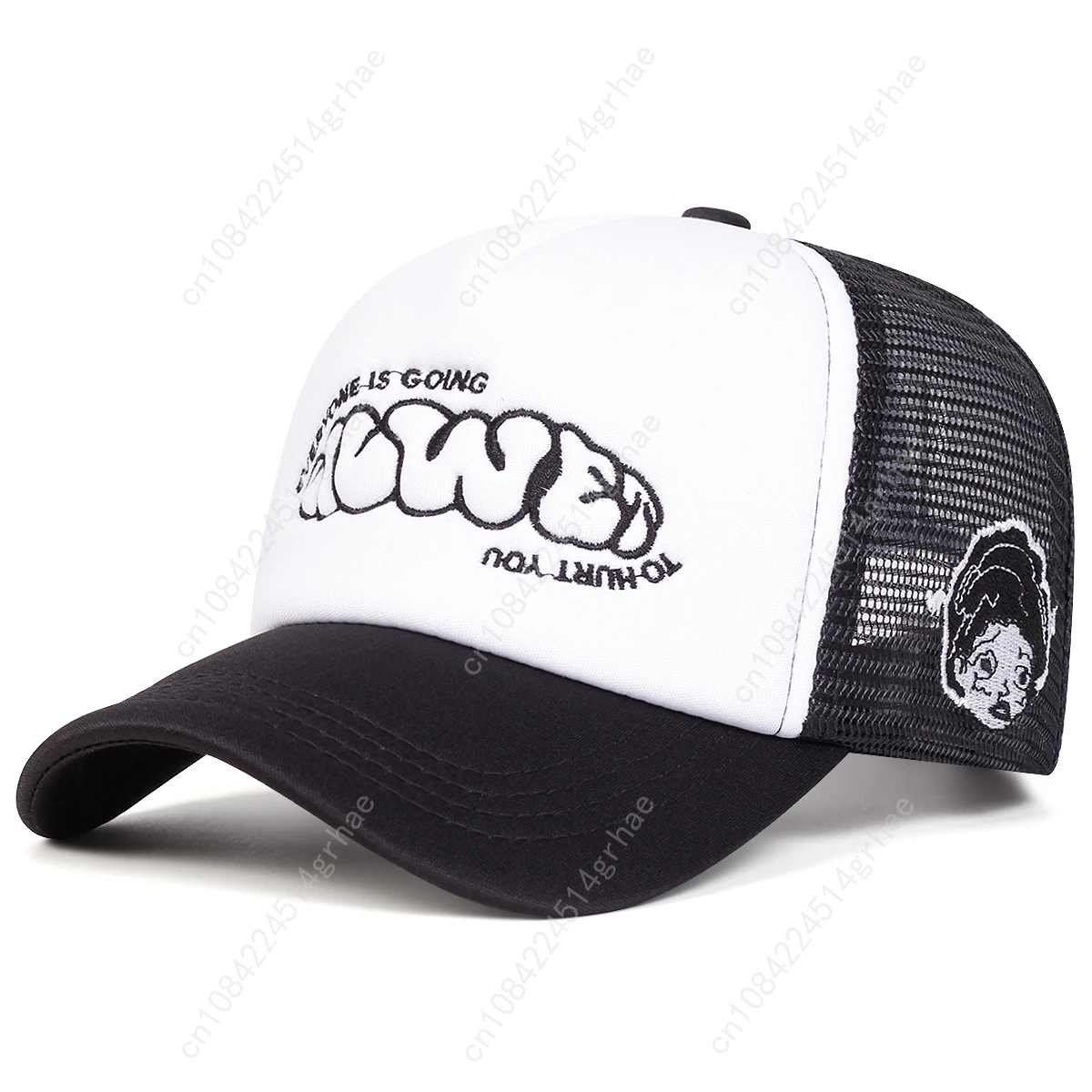 Unisex EVERYONE IS GOING Embroidery Baseball Net Caps Spring and Summer Outdoor Adjustable Casual Hats Hip Hop Hat Sunscreen Hat
