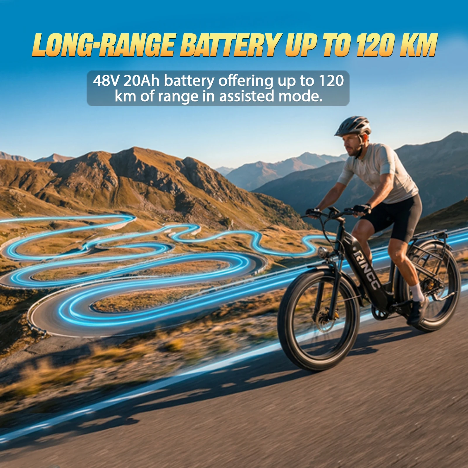 Bicicleta eléctrica Rincc RN60 48V 20AH para adultos, con neumáticos gruesos de 26*4 pulgadas, 7 velocidades, autonomía eléctrica pura de 40-60 km, bicicleta de montaña con motor de 250W, cuadro ligero de aleación de aluminio, batería de litio, frenos de disco delanteros y traseros, bicicleta eléctrica todoterreno para nieve, arena, playa, carretera y fuera de carretera.