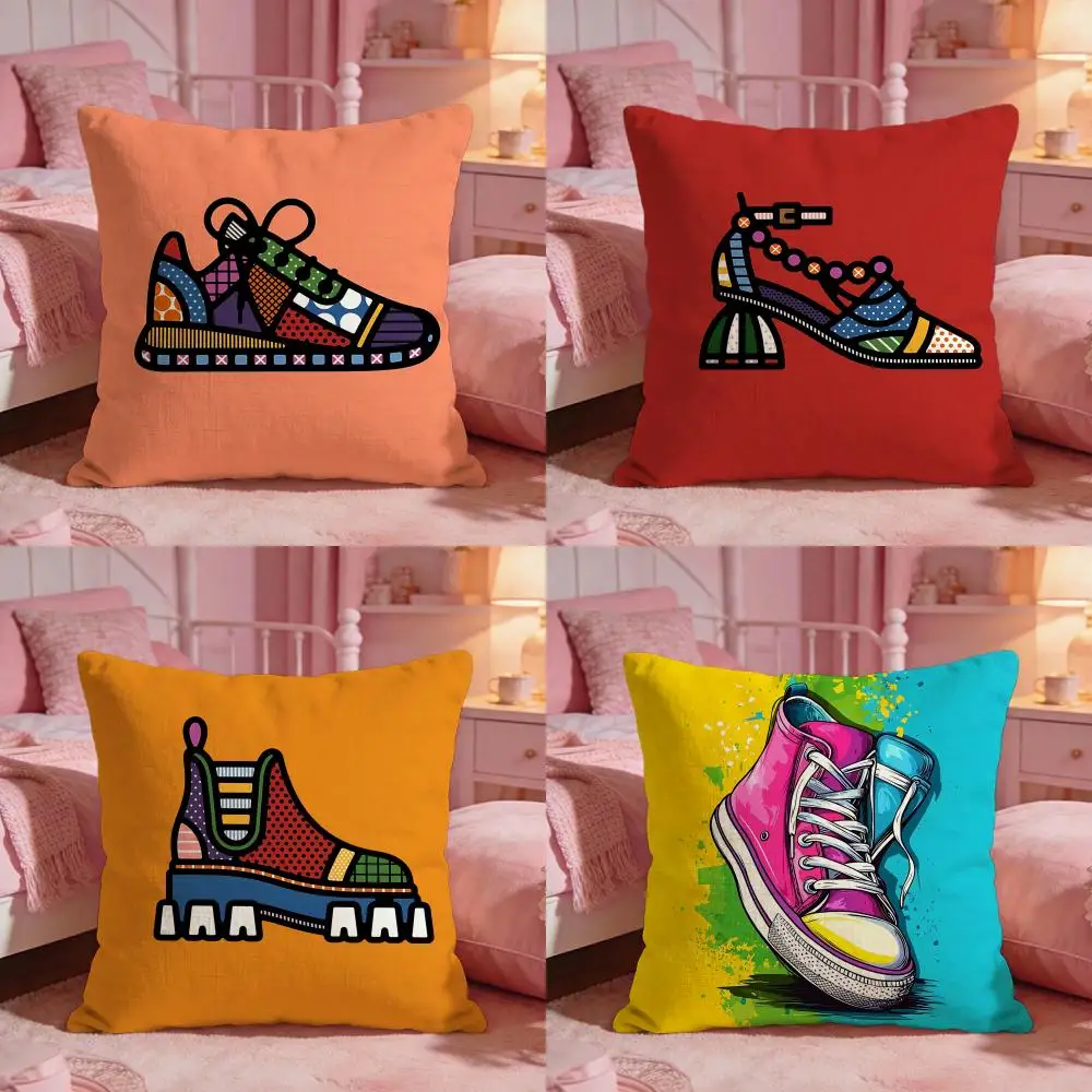 Trendy shoes Cushion Cover Premium Comfort Reversible Pillow Cove -Two in One Design for Any Room & Car Interior
