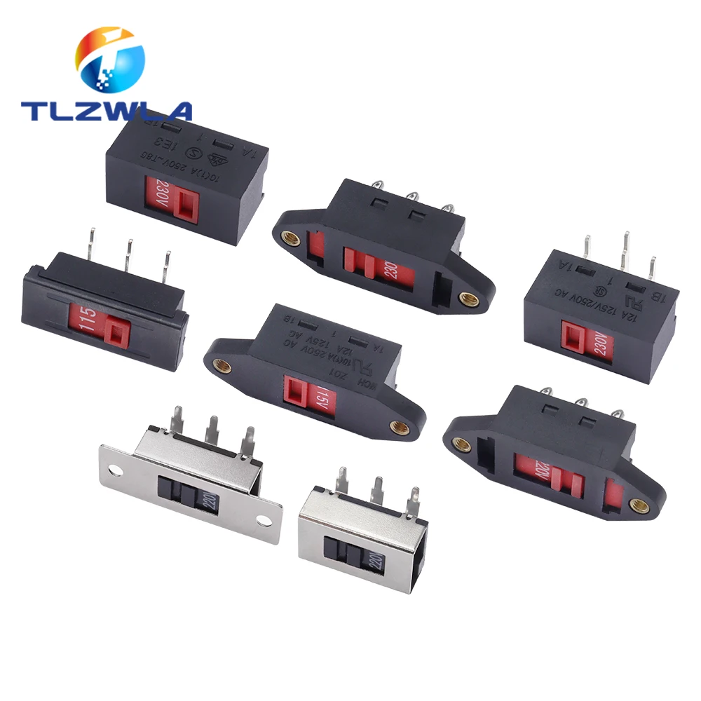 3PIN 6PIN Voltage Conversion Switch 110V - 220V Bending Straight The Feet 115V to 230V Slide Switch Toggle Switch