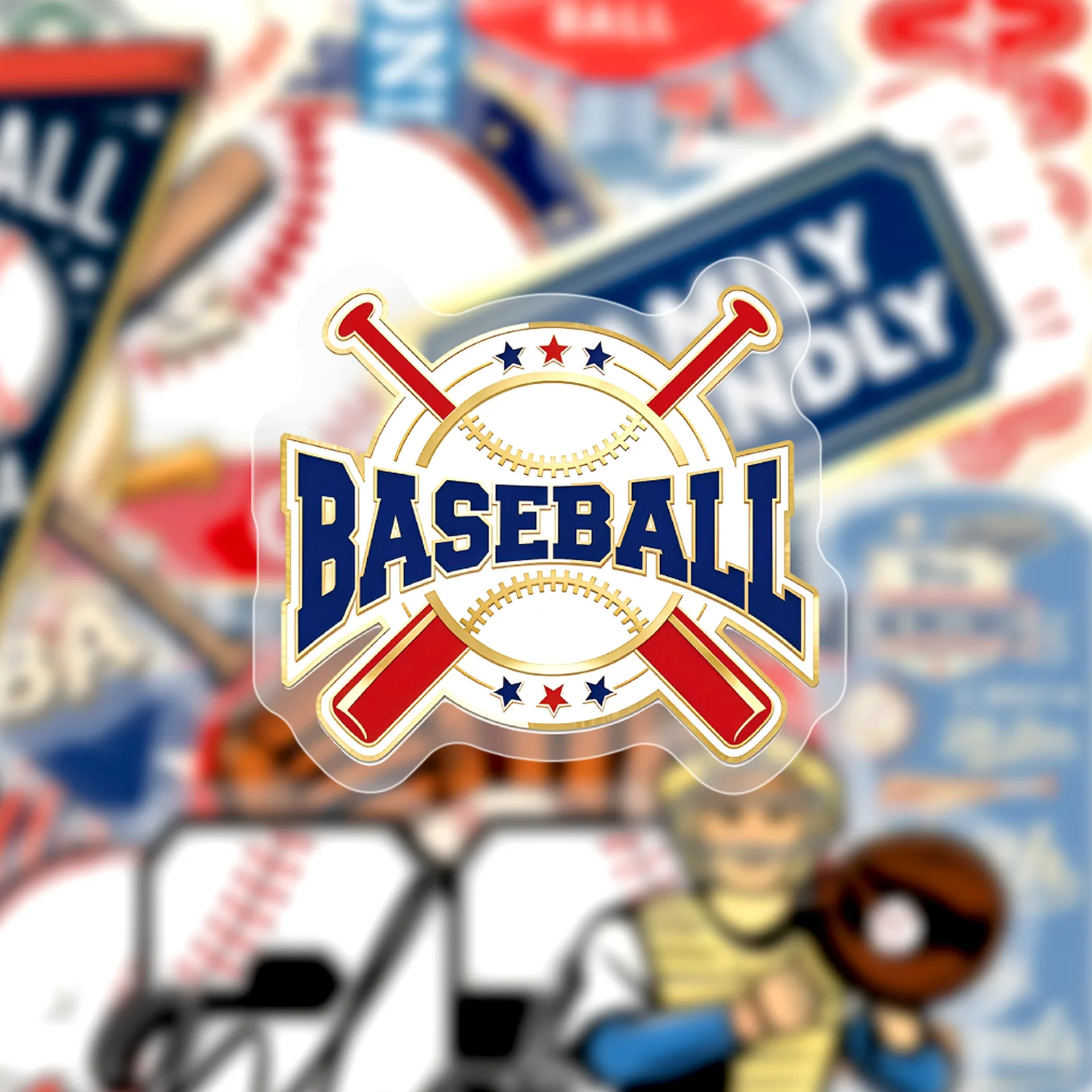 50 Pcs American Vintage Baseball Sports PET Waterproof Decals for Skateboard Luggage Wholesale Gift