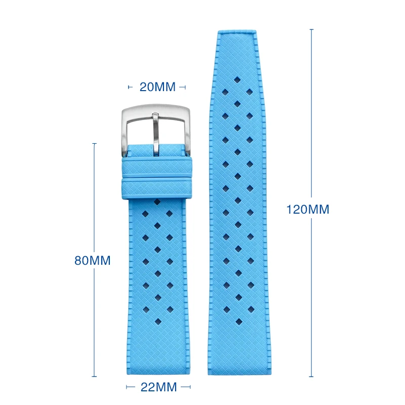 20mm 22mm FKM Fluororubber Universal watch strap Quick Release bracelet Checkered Breathable Strap for Huawei gt3/gt4 Samsung