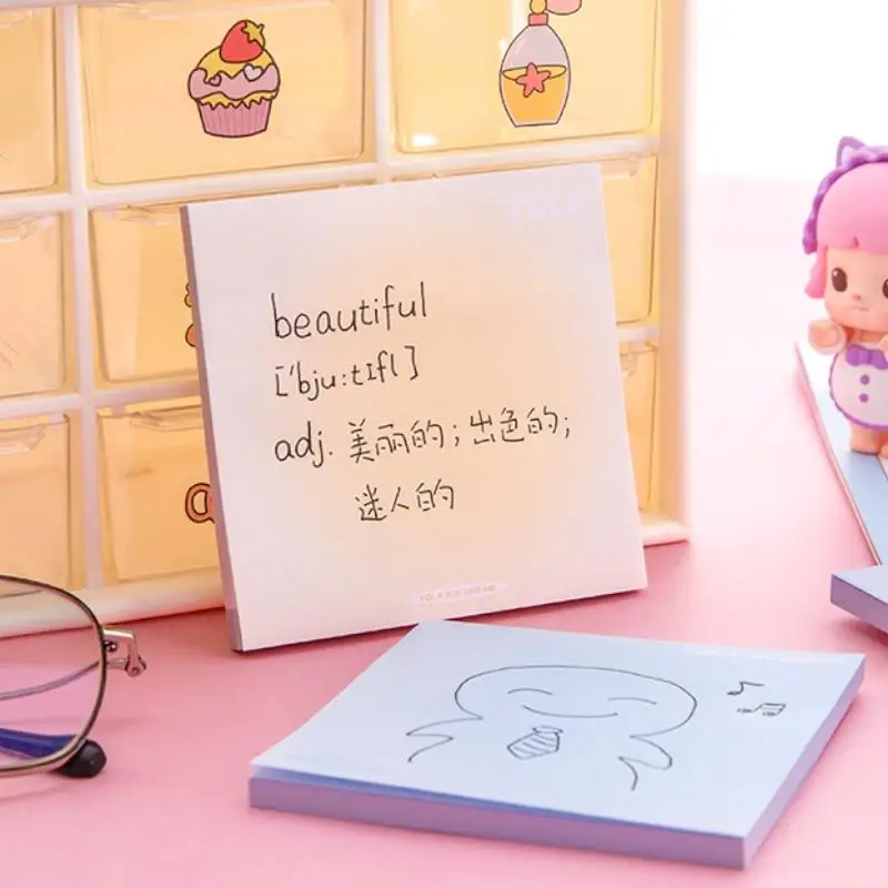 50 Sheets Creative Gradient Colorful Sticky Notes Can Be Pasted Handbook Memo Pad Set Student Notepad Guestbook