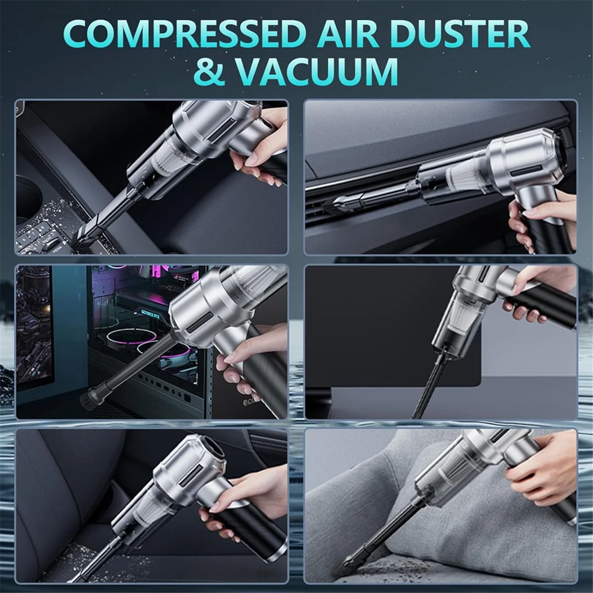 Handheld Car Vacuum Cordless Foldable Car Vacuum with Brushless Motor Hand Car Vacuum Cleaner and Air Duster AD39