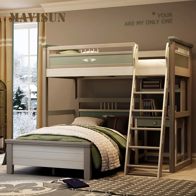 Small Apartment Hot Sale Nordic Wind Minimalist Household Solid Wood 1M bunk With Solid Wood Frame room Furniture Set