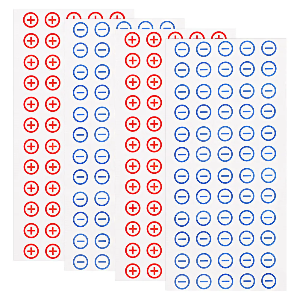 

4 Sheets Red Blue 12Mm PVC Battery Polarity Labels Self Adhesive Electrical Terminal Stickers Power Distribution Safety Warning