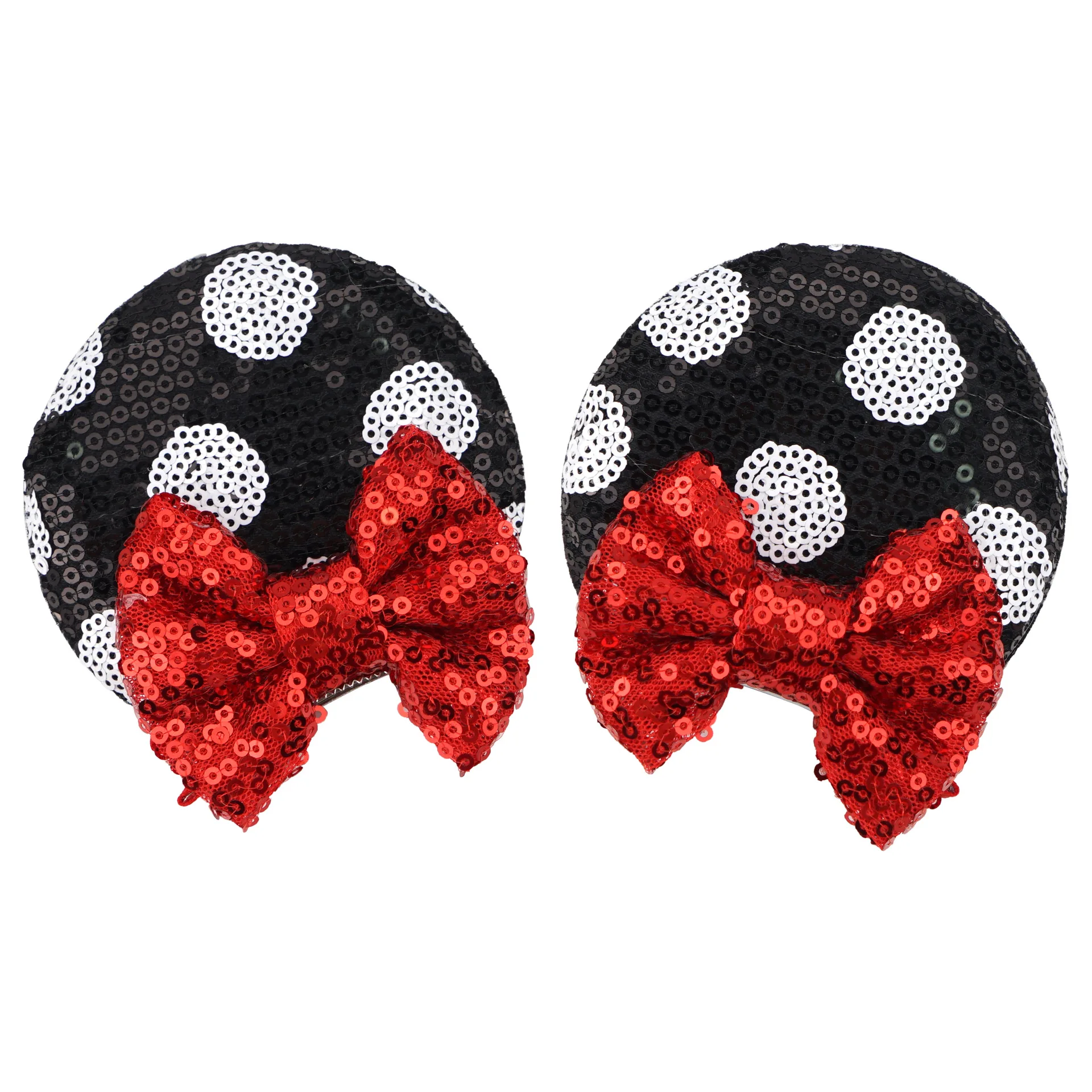 Lantejoula Mickey Mouse Orelhas Clipes de Cabelo para Mulheres, Glitter Bows, Cute Minnie Barrettes para Meninas, Halloween, Acessórios de Natal