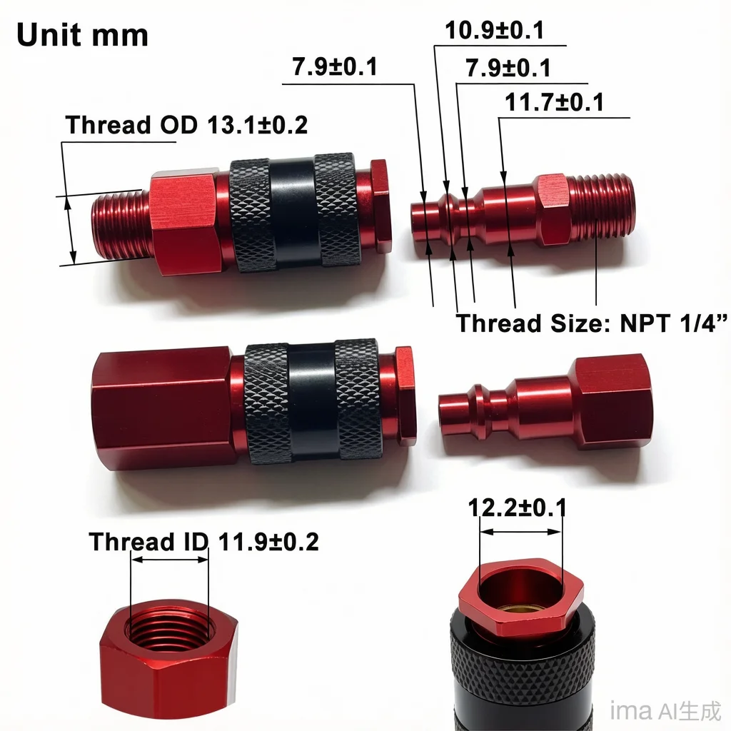 Pneumatic Quick Connect Coupling 1/4