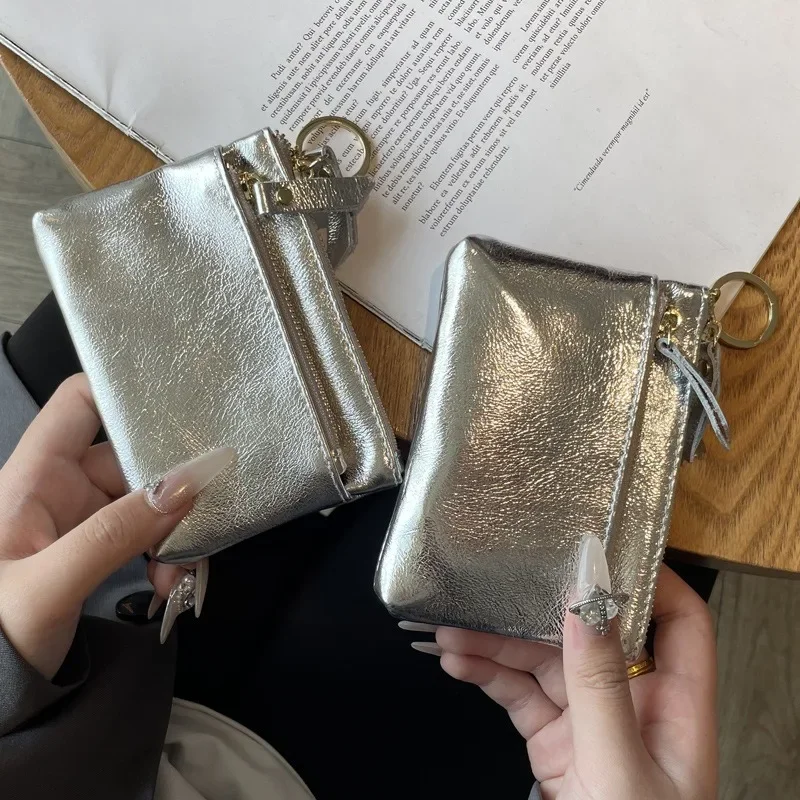 Xiuya Silber Mode Geldbörsen für Frauen Vintage Sommer Kleine Koreanische Stil Karte Brieftasche Elegante Y2k Designer Weibliche Ästhetische Taschen