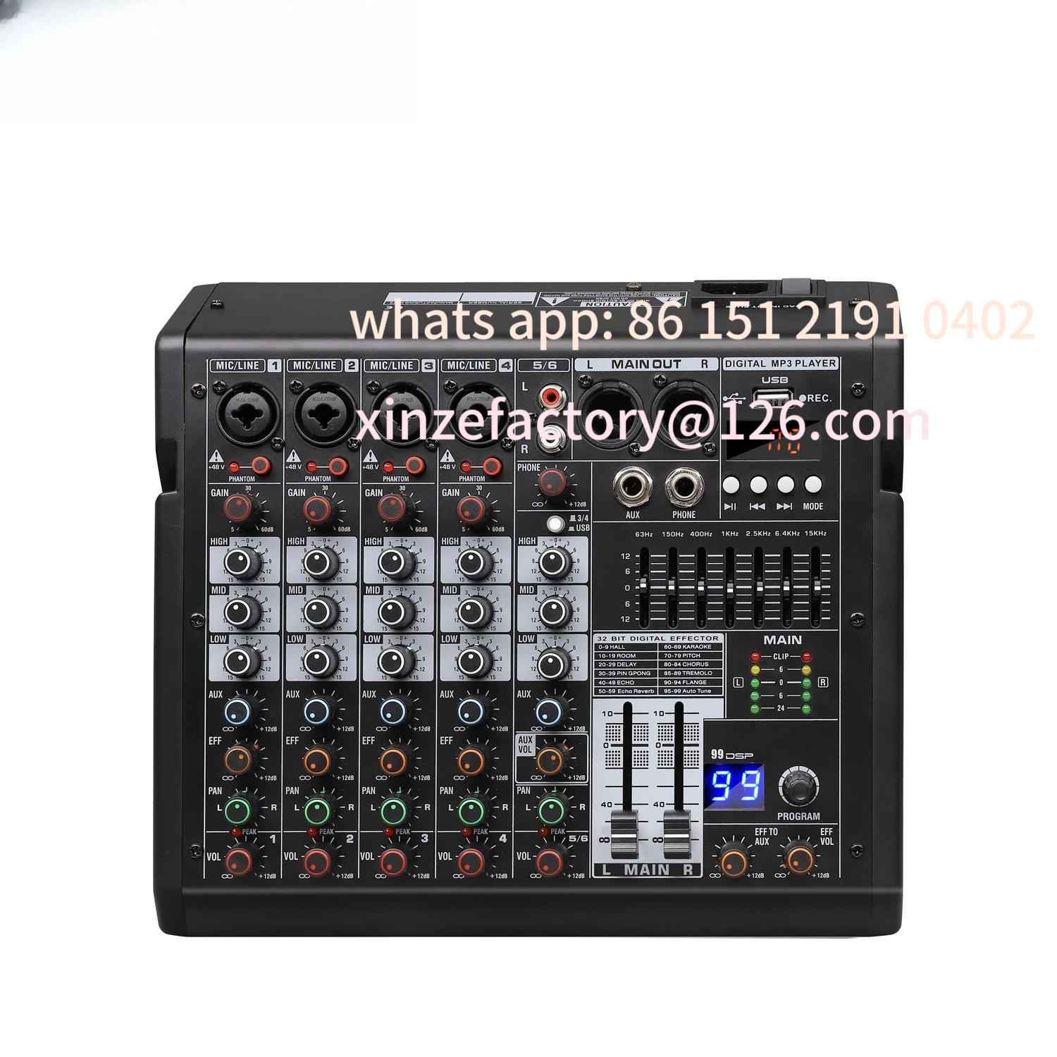 

Customizable Mixer Stage Band Performance Meeting USB with Bluetooth Monitor DJ Console Mix