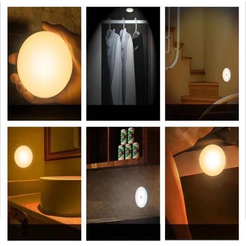 LED PIR Motion Sensor Light Night Light Wireless Under Cabinet Light Closet Lamp Smart Wall-Mounted Body Induction Home Lamp