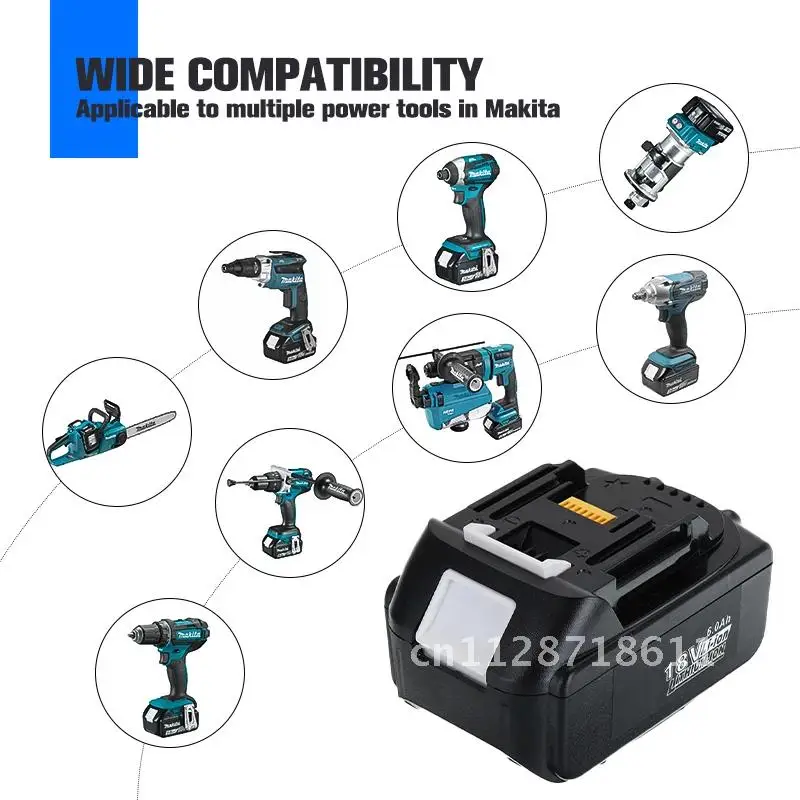 Suitable Lithium Ion for Makita 18v Battery 6Ah BL1840 BL1850 BL1830 BL1860B LXT400 With Charger BL1860 Rechargeable Battery