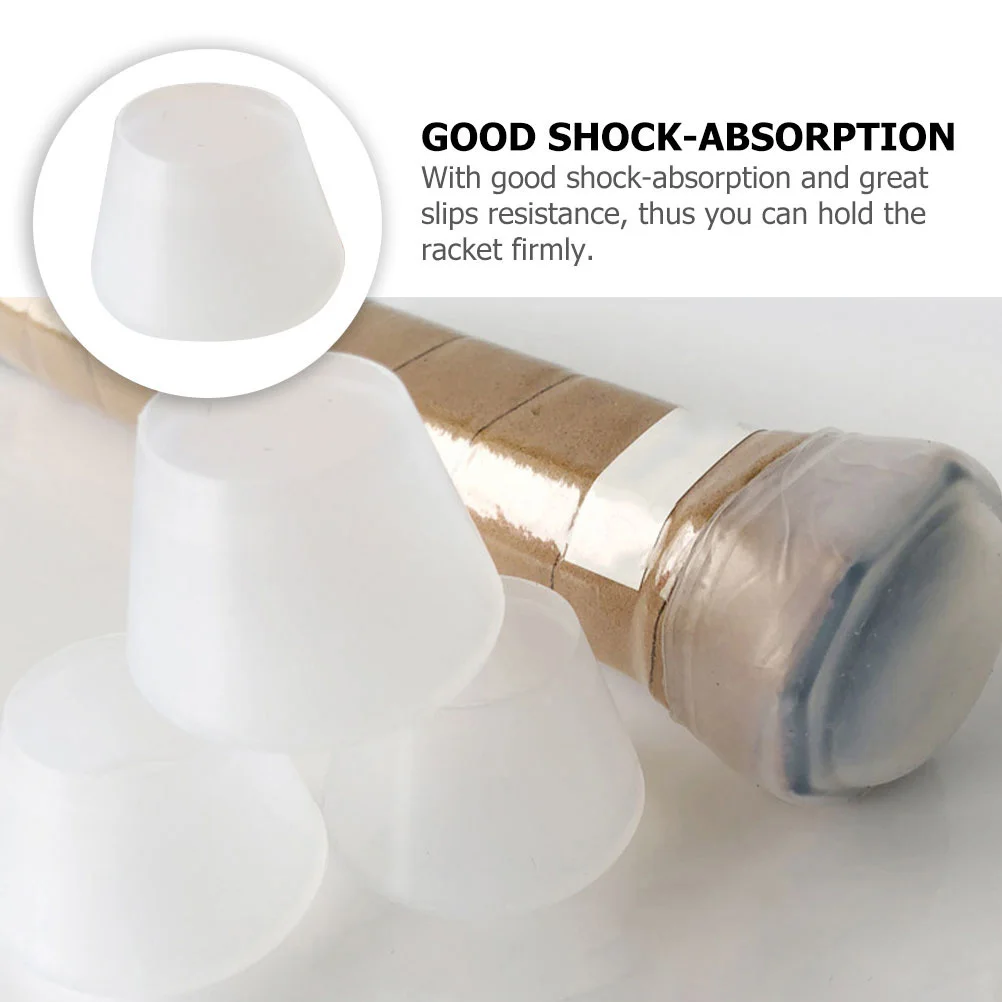 

Silicone Tennis Racket End Cover White Shockproof Non-Slip Handle Protector for Shock Absorption Comfort Grip Sports Accessories