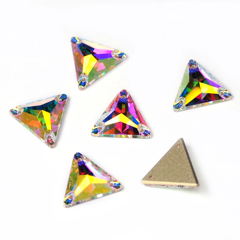 YANRUO 3270 All Sizes AB Triangle Glitter Diamond Flatback Strass Stones Sew On Crystal Sewing Rhinestones For Needlework