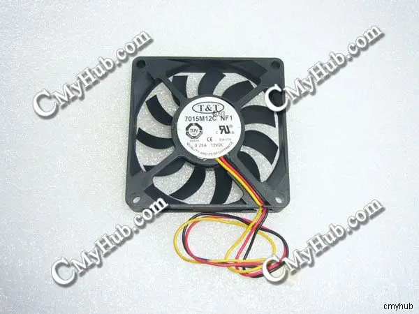 For T&T 7015M12C NF1 DC12V 0.25A 7015 7CM 70MM 70X70X15MM 3pin Cooling Fan 7015M12C NF1