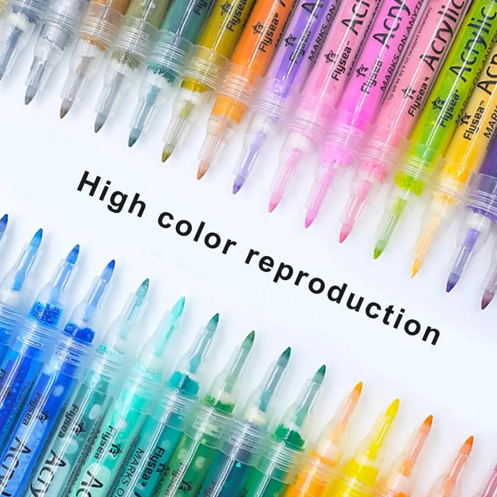 Rotulador acrílico ecológico, juego de rotuladores de Color con punta suave, agarre cómodo para arte de Graffiti, brillo doble para contornos