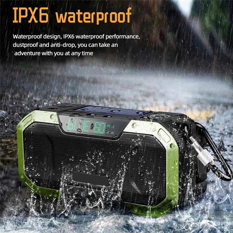 

Y45A-Hand Crank Solar Radio Bluetooth-Compatible Speaker Emergency LED Flashlight Power Bank Audio Device